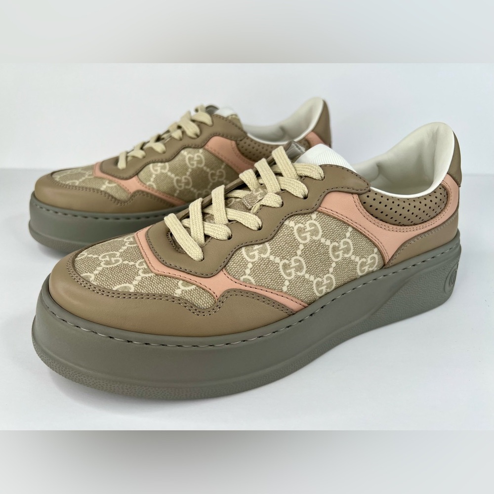 Gucci GG Supreme Canvas Leather Women Chunky Platform Sneakers Size EU 40.5 - Picture 3 of 11